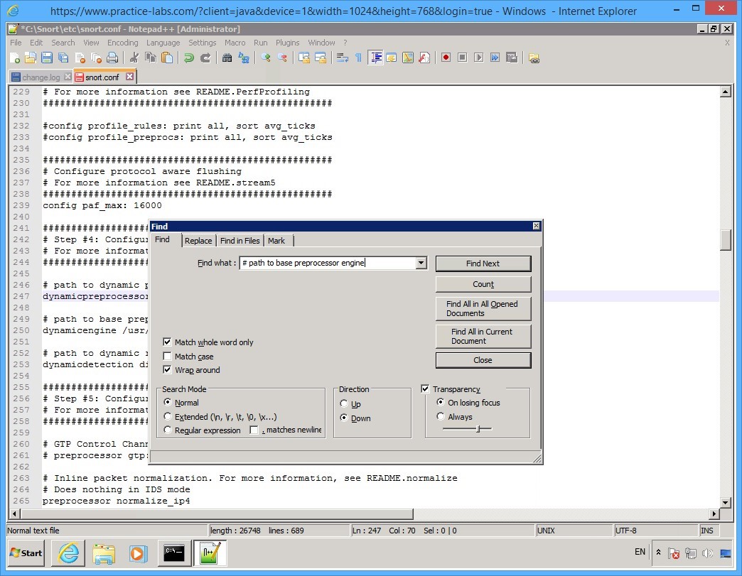 Practice Labs screenshot.